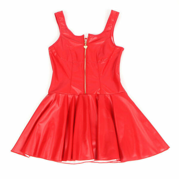 SUBBLIME - 957681 HEART ZIPPER LEATHER DRESS RED S/M