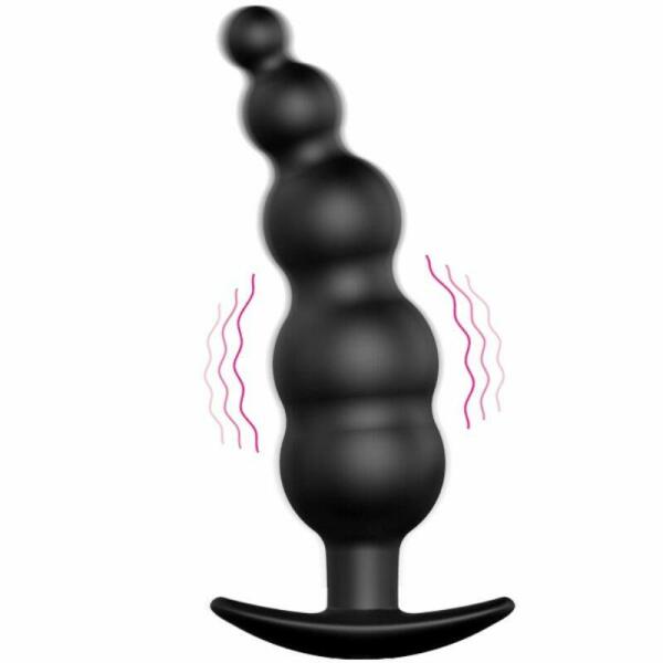 PRETTY LOVE - ANAL PLUG SILICONE EXTRA STIMULATION AND 12 VIBRATION MODES BLACK REMOTE CONTROL