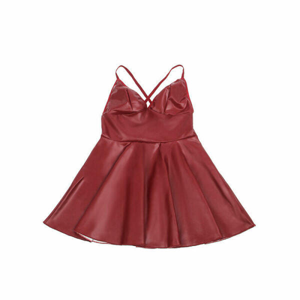 SUBBLIME - 955397 DRESS WITH BURGUNDY LEATHER STRAPS S/M
