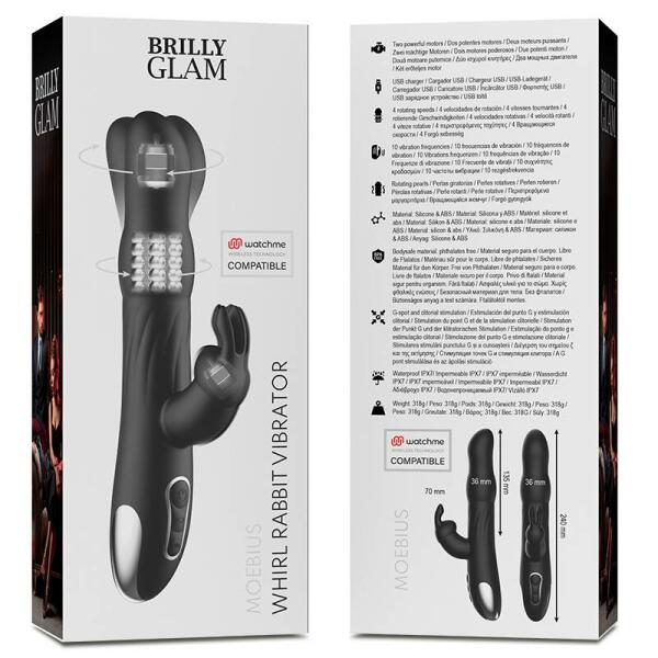 BRILLY GLAM - MOEBIUS RABBIT VIBRATOR & ROTATOR + WATCHME REMOTE CONTROL