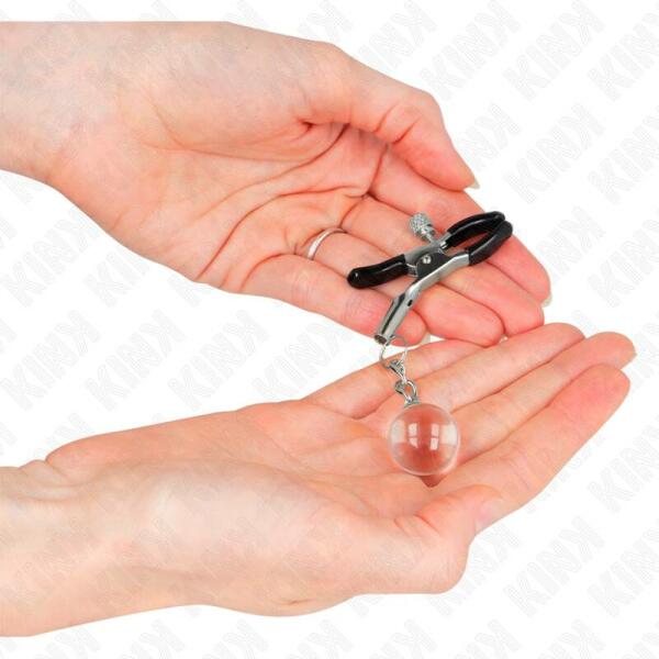 KINK - GLASS BEAD NIPPLE CLAMPS SILVER 6 CM