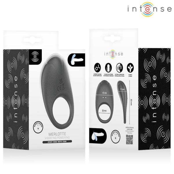 INTENSE - MERLOTTE VIBRATING PENIS RING WITH CLITORIS STIMULATION BLACK