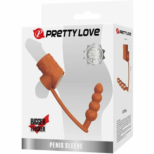 PRETTY LOVE - PENIS SLEEVE WITH ANAL PLUG NATURAL