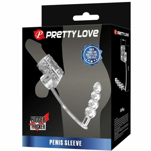 PRETTY LOVE - PENIS SLEEVE WITH ANAL PLUG TRANSPARENT