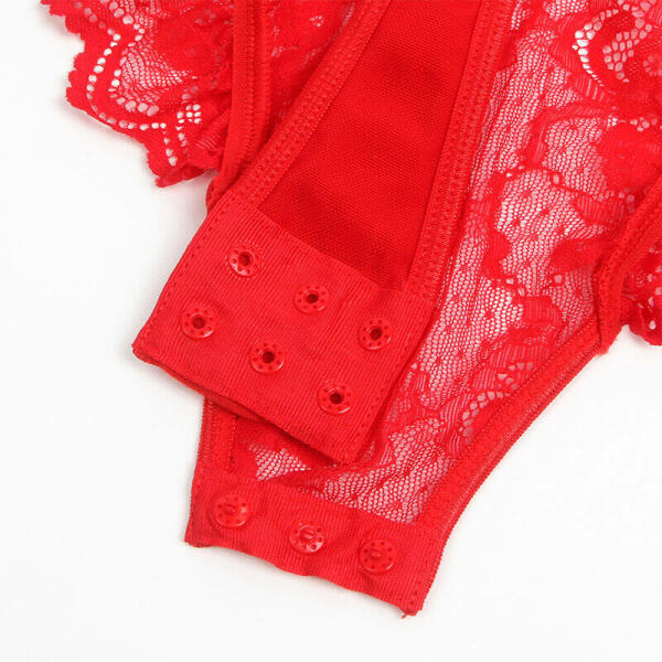 SUBBLIME - TEDDY WITH GARTER WITH LACE DETAIL AND STRIPS RED L/XL