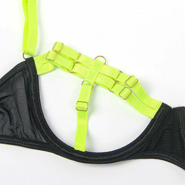 SUBBLIME - 955281 BRA SET WITH NECKLACE AND LEG DETAILS FLUORESCENT GREEN L/XL