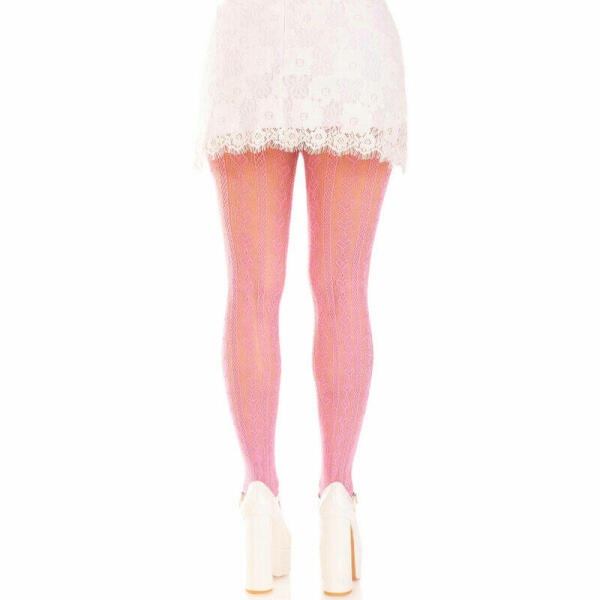 LEG AVENUE - STOCKINGS WITH OPENINGS HEART & BOWS PINK
