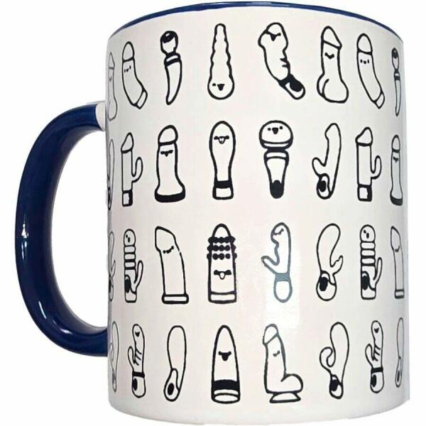 DIABLO PICANTE - WHITE VIBRATORS MUG WITH BLUE HANDLE 370 ML
