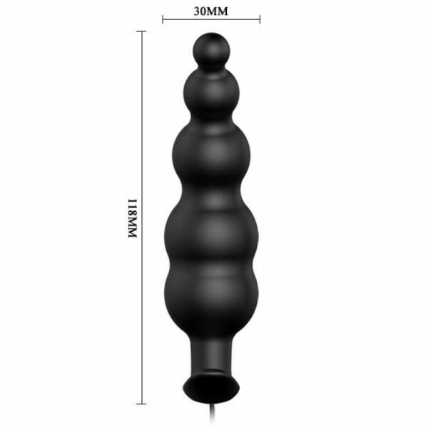 PRETTY LOVE - ANAL PLUG SILICONE EXTRA STIMULATION AND 12 VIBRATION MODES BLACK REMOTE CONTROL