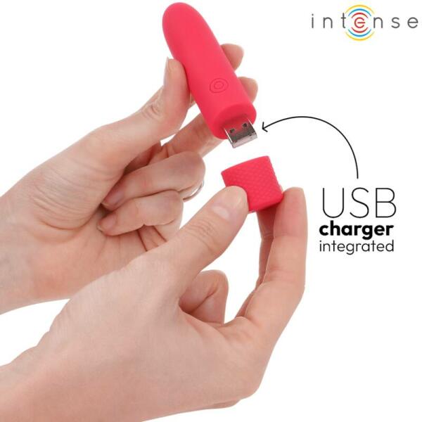 INTENSE - SYMONE USB RECHARGEABLE VIBRATING BULLET 8 VIBRATIONS RED 10 X 2.2 CM
