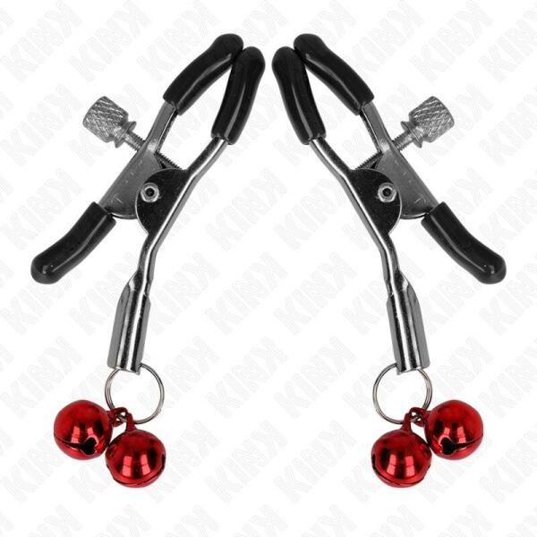 KINK - DOUBLE BELL NIPPLE CLAMP RED 6 CM
