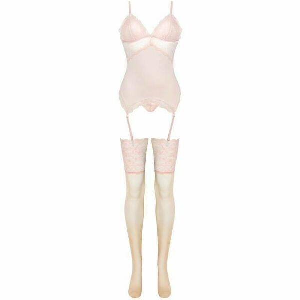 LIVCO CORSETTI FASHION - PERSINNE PEACH SET CORSET + PANTY + MEDIAS S/M
