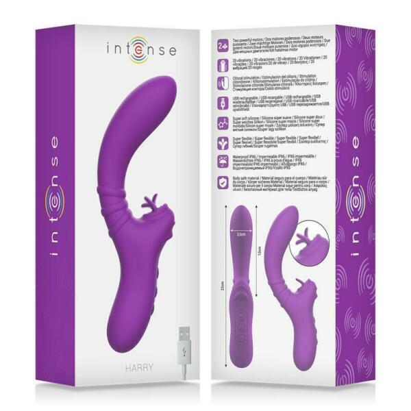 INTENSE - HARRY VIBRADOR FLEXIBLE CON LENGUA MORADO