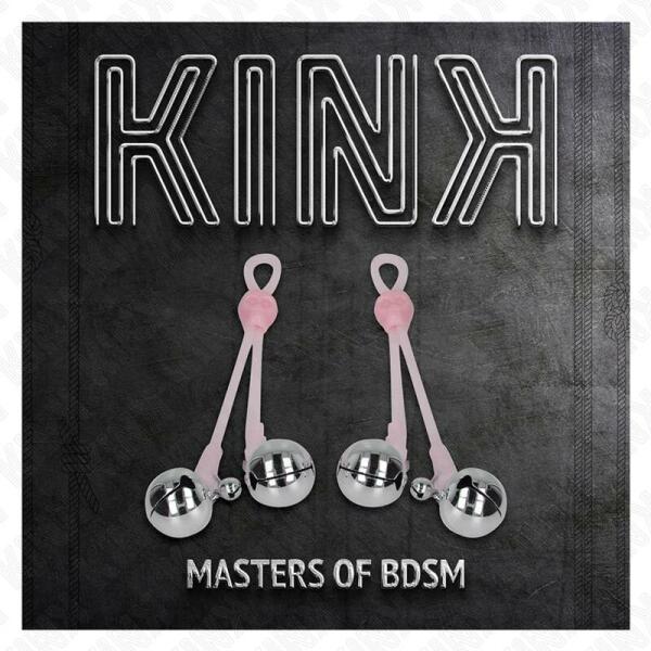 KINK - LUMINOUS SKULL NIPPLE CLAMPS WITH RING BELLS ADJUSTABLE PINK / SILVER