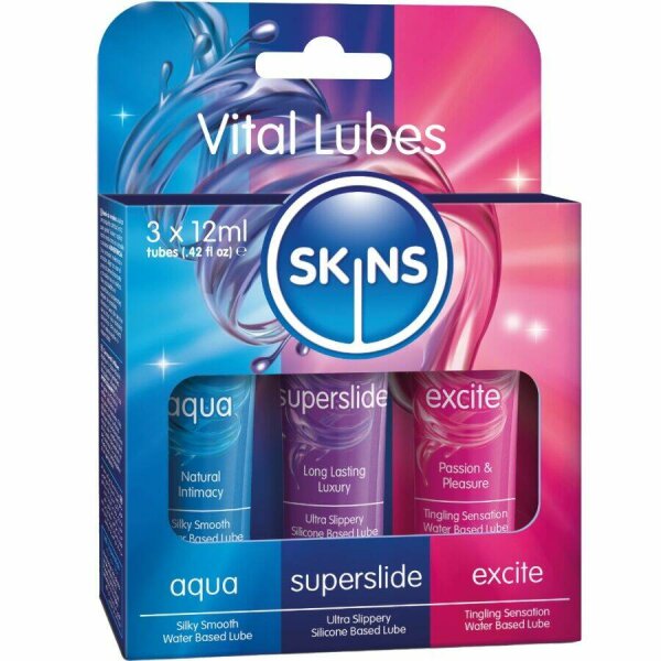 SKINS - VITAL LUBES KIT AQUA, SUPERSLIDE & EXCITE LUBRICANTS 3 x 12 ML