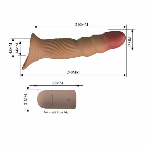 PRETTY LOVE - TEXTURED PENIS SLEEVE WITH VIBRATION AND REMOTE CONTROL