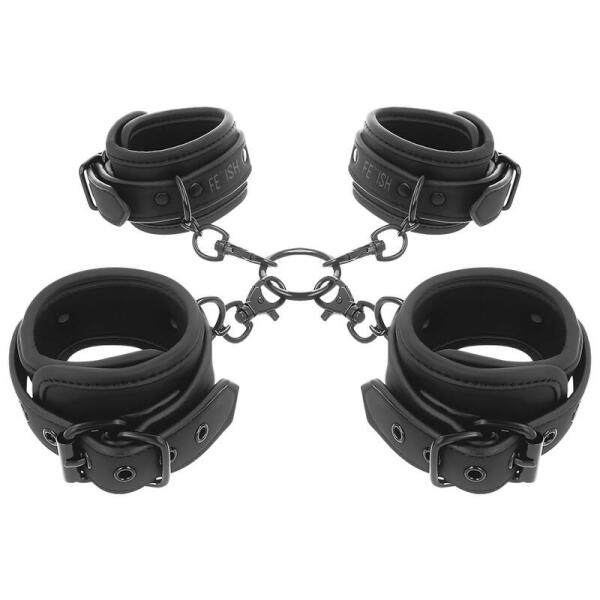 FETISH SUBMISSIVE - SET OF HAND AND ANKLE HANDCUFFS WITH NOPRENE LINING