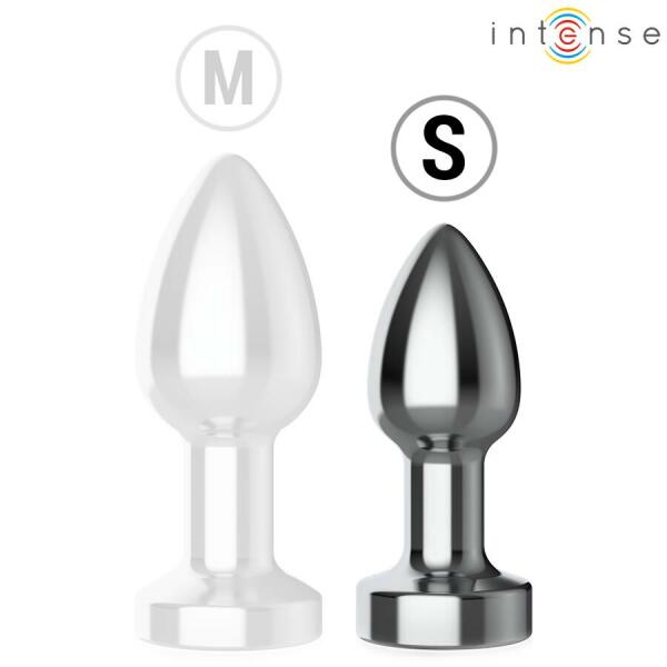 INTENSE - VIBRATING METAL ANAL PLUG WITH LED LIGHTS AND REMOTE CONTROL - SIZE S