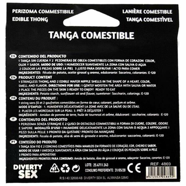 HOTFLOWERS - GIRL WAFER THONG AND 2 NIPPLE PADS STRAWBERRY FLAVOR /es/pt/en/fr/it/