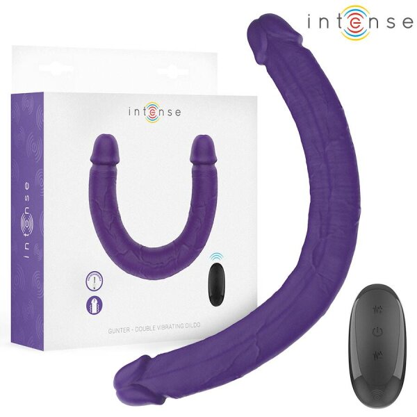 INTENSE - GUNTER DILDO DOUBLE VIBRATOR 40 CM PURPLE REMOTE CONTROL