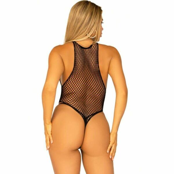 LEG AVENUE - NET SNAP CROTCH TANK BODYSUIT ONE SIZE BLACK