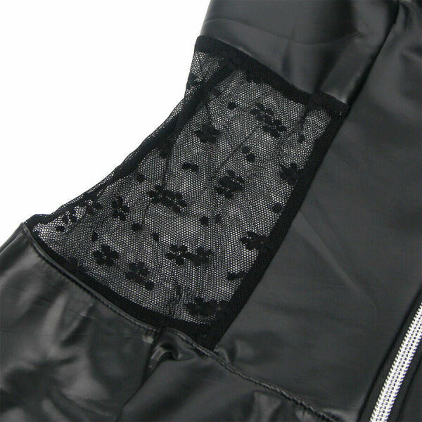 SUBBLIME - 957711 LACE ZIPPER LEATHER DRESS BLACK L/XL