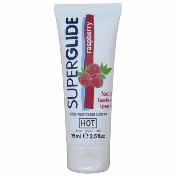 HOT - SUPERGLIDE EDIBLE LUBRICANT WATERBASED RASPBERRY 75 ML