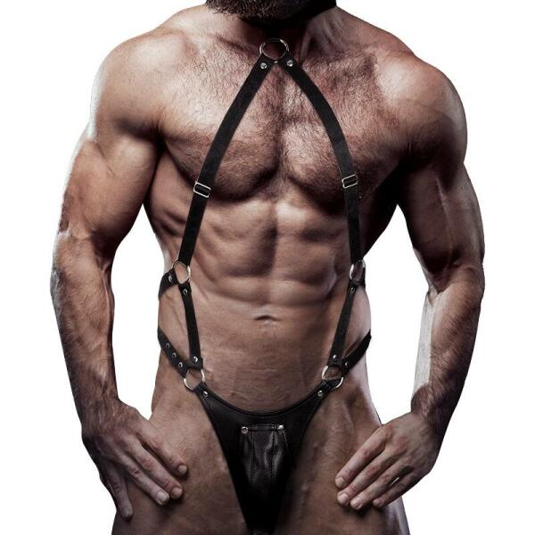 FETISH SUBMISSIVE ATTITUDE - MENS ECO-LEATHER JOCK STRAP HARNESS