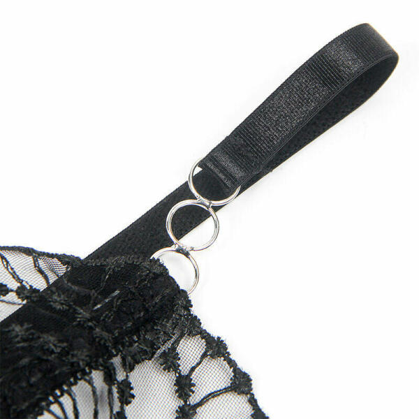 SUBBLIME - 955212 TRANSPARENT BODYSUIT WITH BLACK HOLLOW LACE S/M