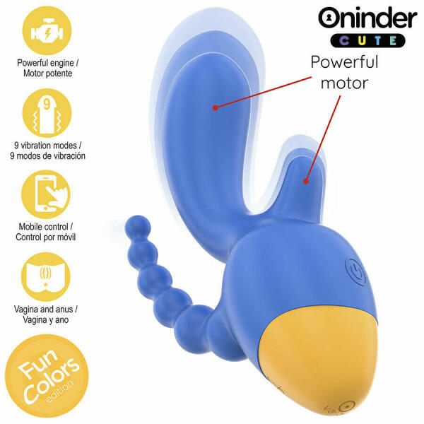 ONINDER CUTE - LOVE 3 SOME TRIPLE VIBRATOR - FREE WORLDWIDE APP