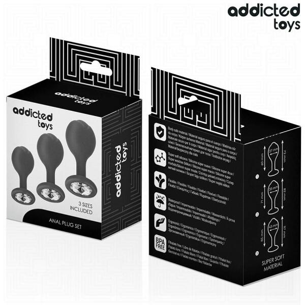 ADDICTED TOYS - SET OF 3 ANAL PLUG SILICONE WITH JEWEL