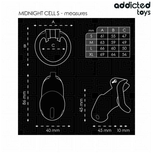 ADDICTED TOYS LOCKED - MINDNIGHT CELL PENIS CAGE SIZE S