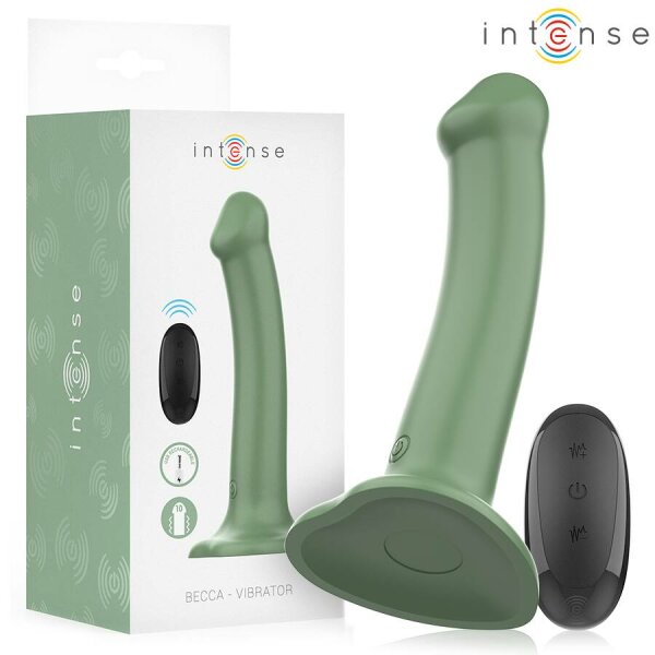 INTENSE - BECCA VIBRATOR WITH SUCTION CUP 10 VIBRATIONS GREEN REMOTE CONTROL