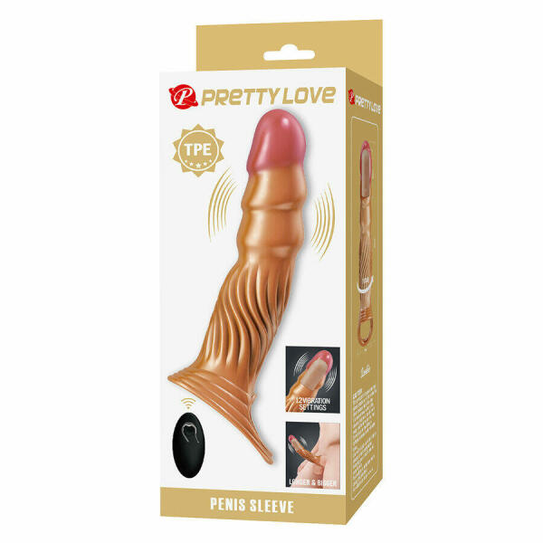 PRETTY LOVE - TEXTURED PENIS SLEEVE WITH VIBRATION AND REMOTE CONTROL