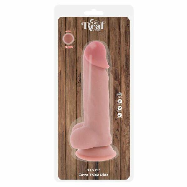 GET REAL - DELUXE REALISTIC PENIS WITH TESTICLES EXTRA THICK 34.5 CM