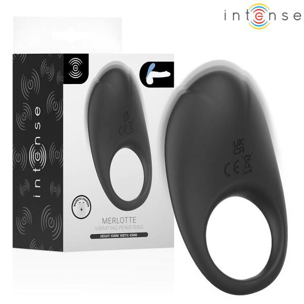 INTENSE - MERLOTTE VIBRATING PENIS RING WITH CLITORIS STIMULATION BLACK