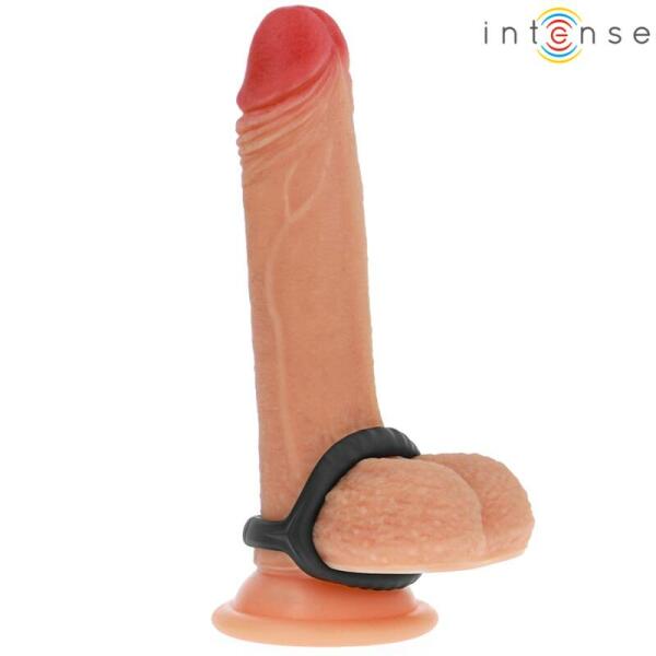 INTENSE - CARSON DOUBLE SILICONE PENIS RING BLACK MODEL 4