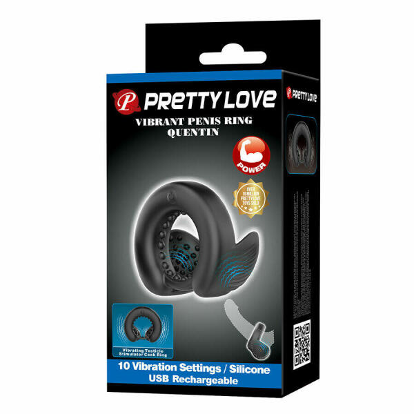 PRETTY LOVE - QUENTIN PENIS RING WITH TESTICULAR STIMULATOR