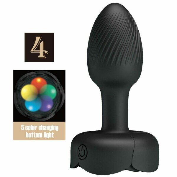 PRETTY LOVE - OLMAN ANAL PLUG WITH  LED LIGHT BLACK 8.8 CM