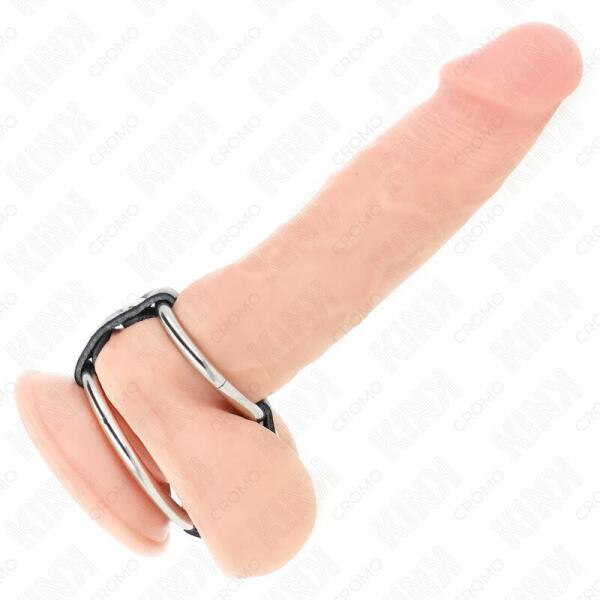 KINK - DOUBLE PENIS RING 3.8 CM TO 5 CM CONNECTED BY LEATHER