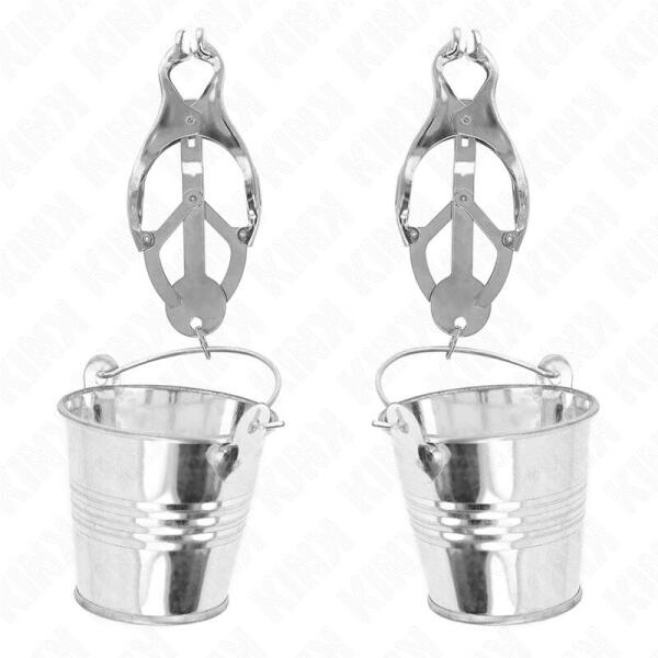 KINK - JAPANESE CLOVER NIPPLE CLAMPS WITH BUCKETS SILVER