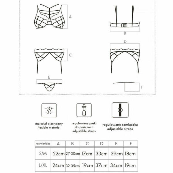 LIVCO CORSETTI FASHION - SOLEDAD LC 20217 BRA + PANTY + GARTER BELT L/XL