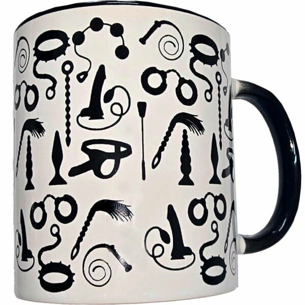DIABLO PICANTE - WHITE BONDAGE MUG WITH BLACK HANDLE 370 ML