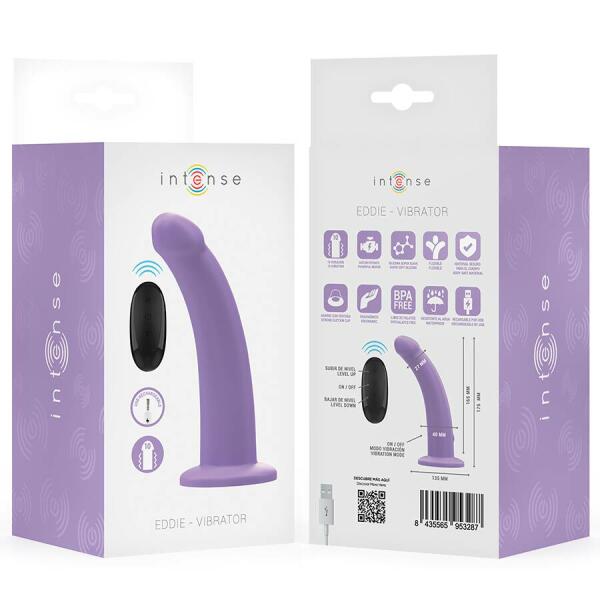 INTENSE - EDDIE VIBRATOR 17.5 CM 10 VIBRATIONS PURPLE REMOTE CONTROL