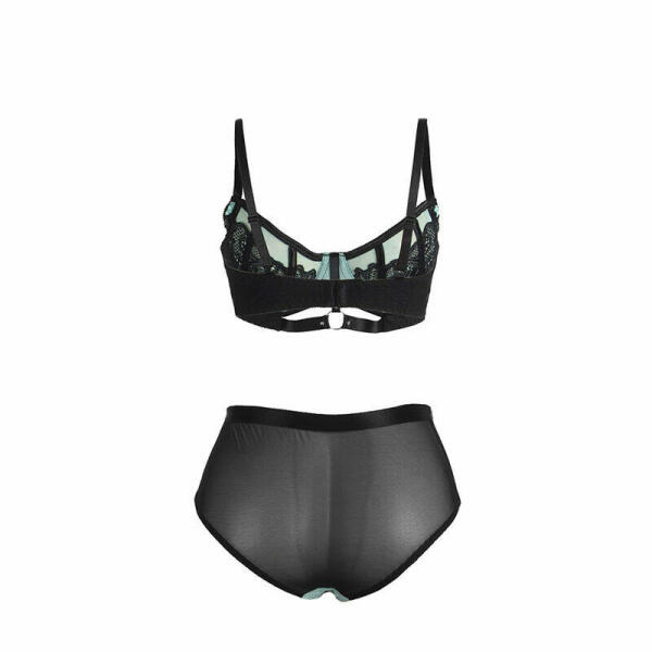 SUBBLIME - 955557 GREEN PATENT LEATHER MESH ZIPPER BRA SET S/M