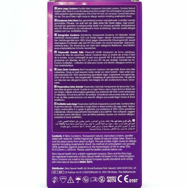 SKINS - EXTRA LARGE PREMIUM CONDOMS PACK 8