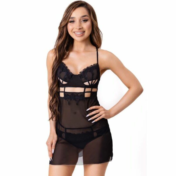 LIVCO CORSETTI FASHION - MAIA 20247 BABYDOLL + TANGA NEGRO