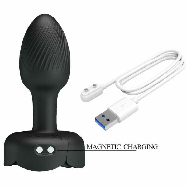 PRETTY LOVE - OLMAN ANAL PLUG WITH  LED LIGHT BLACK 8.8 CM