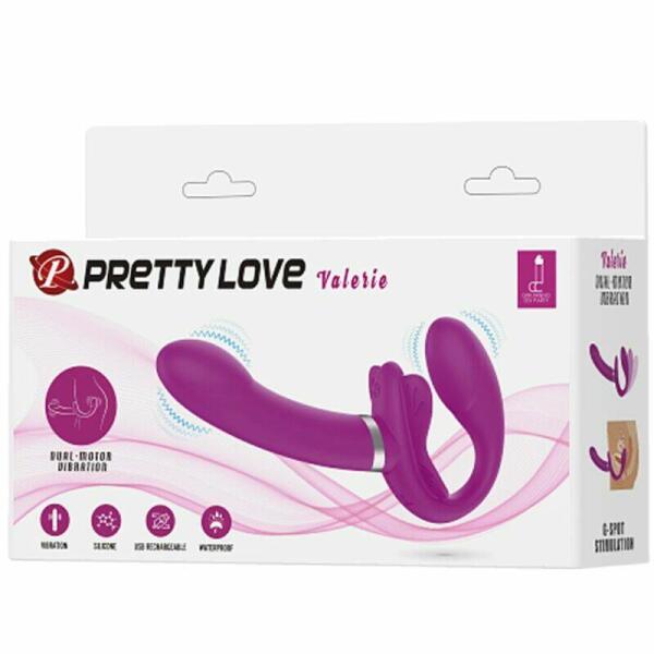 PRETTY LOVE - VALERIE DOUBLE STRAP-ON VIBRATOR 12 VIBRATIONS PURPLE