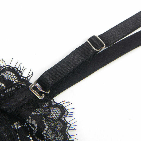 SUBBLIME - 955502 LACE BODYSUIT WITH BOWS AND GARTERS BLACK L/XL